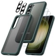 thumbnail image 1 of JETech 5 in 1 Matte Case for Samsung Galaxy S23 5G 6.1-Inch with 2-Pack Screen Protector and Camera Lens Protector, Translucent Back Protective Phone Cover, Tempered Glass Film (Midnight Green), 1 of 7