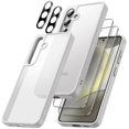 thumbnail image 1 of JETech 5 in 1 Matte Case for Samsung Galaxy S24 5G with 2-Pack Screen Protector and Camera Lens Protector, Translucent Back Protective Phone Cover, Tempered Glass Film (Silver), 1 of 7