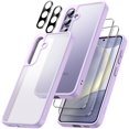 thumbnail image 1 of JETech 5 in 1 Matte Case for Samsung Galaxy S24+ / S24 Plus 5G with 2-Pack Screen Protector and Camera Lens Protector, Translucent Back Protective Phone Cover, Tempered Glass Film (Lilac), 1 of 7