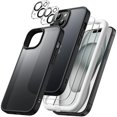 thumbnail image 1 of JETech 5 in 1 Matte Case for iPhone 15 Plus 6.7-Inch with 2-Pack Each Tempered Glass Screen Protector and Camera Lens Protector, Translucent Back Shockproof Phone Cover (Black), 1 of 7