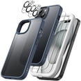 thumbnail image 1 of JETech 5 in 1 Matte Case for iPhone 15 Plus 6.7-Inch with 2-Pack Each Tempered Glass Screen Protector and Camera Lens Protector, Translucent Back Shockproof Phone Cover (Storm Blue), 1 of 7