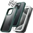 thumbnail image 1 of JETech 5 in 1 Matte Case for iPhone 15 Pro Max 6.7-Inch with 2-Pack Each Tempered Glass Screen Protector and Camera Lens Protector, Translucent Back Shockproof Phone Cover (Dark Green), 1 of 7