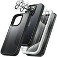 thumbnail image 1 of JETech 5 in 1 Matte Case for iPhone 15 Pro Max 6.7-Inch with 2-Pack Each Tempered Glass Screen Protector and Camera Lens Protector, Translucent Back Shockproof Phone Cover (Black), 1 of 7
