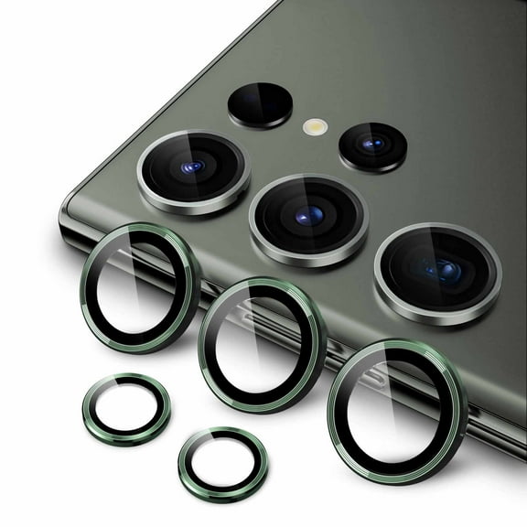 JETech Camera Lens Protector for Samsung Galaxy S23 Ultra 5G 6.8-Inch, 9H Tempered Glass Metal Individual Ring Cover, Easy Installation Tray, HD Clear, Set of 5 (Green)