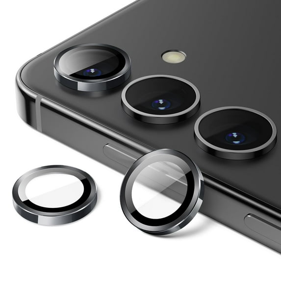 JETech Camera Lens Protector for Samsung Galaxy S24+ / S24 Plus, 9H Tempered Glass Metal Individual Ring Cover, Easy Installation Tray, HD Clear, Set of 1 (Onyx Black)
