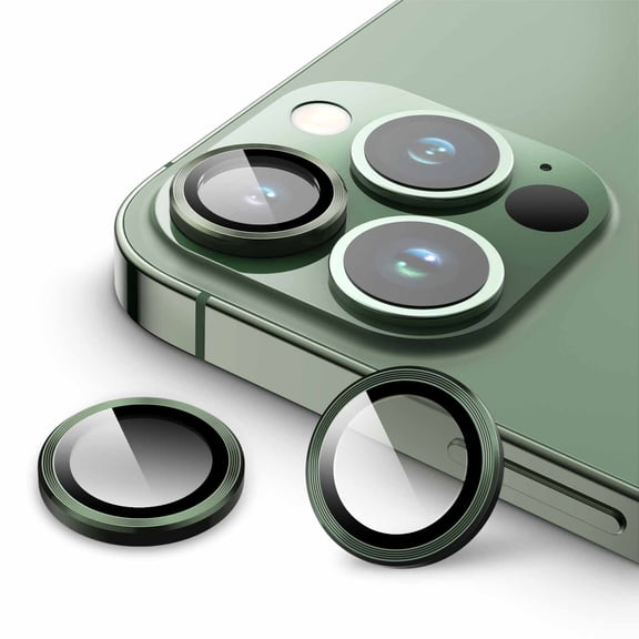 JETech Camera Lens Protector for iPhone 13 Pro 6.1-Inch and iPhone 13 Pro Max 6.7-Inch, 9H Tempered Glass Metal Individual Ring Cover, HD Clear, 3-Pack (Alpine Green)