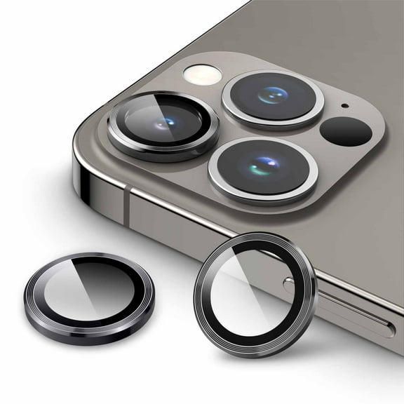 JETech Camera Lens Protector for iPhone 13 Pro 6.1-Inch and iPhone 13 Pro Max 6.7-Inch, 9H Tempered Glass Metal Individual Ring Cover, HD Clear, 3-Pack (Graphite)