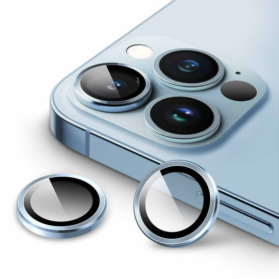JETech Camera Lens Protector for iPhone 13 Pro 6.1-Inch and iPhone 13 Pro Max 6.7-Inch, 9H Tempered Glass Metal Individual Ring Cover, HD Clear, 3-Pack (Sierra Blue)