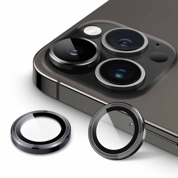 JETech Camera Lens Protector for iPhone 14 Pro 6.1-Inch and iPhone 14 Pro Max 6.7-Inch, 9H Tempered Glass Metal Individual Ring Cover, HD Clear, 3-Pack (Space Black)