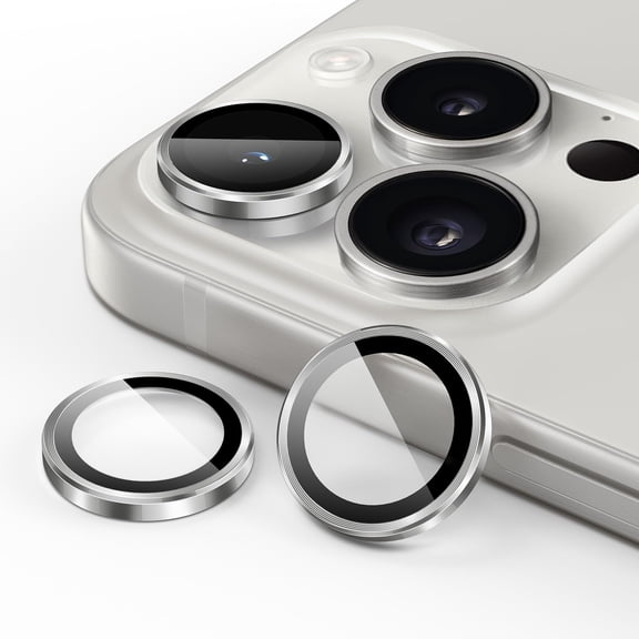 JETech Camera Lens Protector for iPhone 15 Pro 6.1-Inch and iPhone 15 Pro Max 6.7-Inch, 9H Tempered Glass Metal Individual Ring Cover, HD Clear, 3-Pack (White)