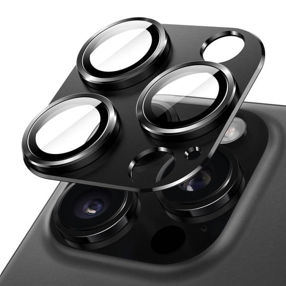 JETech Camera Lens Protector for iPhone 16 Pro 6.3-Inch and iPhone 16 Pro Max 6.9-Inch, Full Coverage 9H Tempered Glass Ring Cover, Matte Metal Plate, Case Friendly, 1-Pack