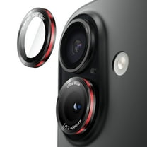 JETech Camera Lens Protector for iPhone 17 6.3-Inch, 9H Tempered Glass Metal Individual Ring Cover, Two-Tone, Easy Installation Tray, HD Clear, 1 Set (Black Red)