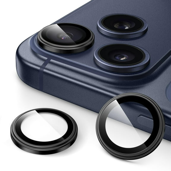 JETech Camera Lens Protector for iPhone 17 Pro 6.3-Inch and iPhone 17 Pro Max 6.9-Inch, 1:1 Invisible Fit, 9H Tempered Glass Metal Individual Ring Cover, HD Clear, 1 Set (Black)