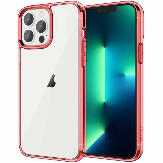 JETech Case Compatible with iPhone 13 Pro 6.1-Inch, Shockproof Phone Bumper Cover, Anti-Scratch Clear Back (Red)