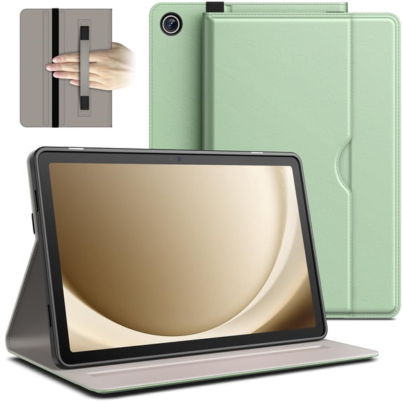 JETech Case for Samsung Galaxy Tab A9+ / A9 Plus 11-Inch 2023, PU Leather Business Folio Stand Protective Tablet Cover with Pocket & Straps, Multi-Angle Viewing, Auto Wake/Sleep (Green)