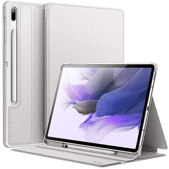 JETech Case for Samsung Galaxy Tab S8 Plus 2022 / S7 FE 2021 / S7 Plus 2020 12.4-Inch with S Pen Holder, Slim Folio Stand Protective Tablet Cover, Multi-Angle Viewing (Silver)
