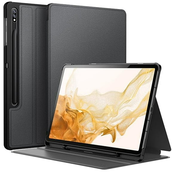 JETech Case for Samsung Galaxy Tab S8 Plus 2022 / S7 FE 2021 / S7 Plus 2020 12.4-Inch with S Pen Holder, Slim Folio Stand Protective Tablet Cover, Multi-Angle Viewing (Black)