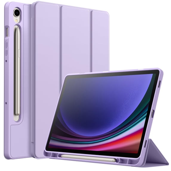 JETech Case for Samsung Galaxy Tab S9 11 Inch with S Pen Holder, Soft TPU Tri-Fold Stand Protective Tablet Cover, Support S Pen Charging, Auto Wake/Sleep (Light Purple)