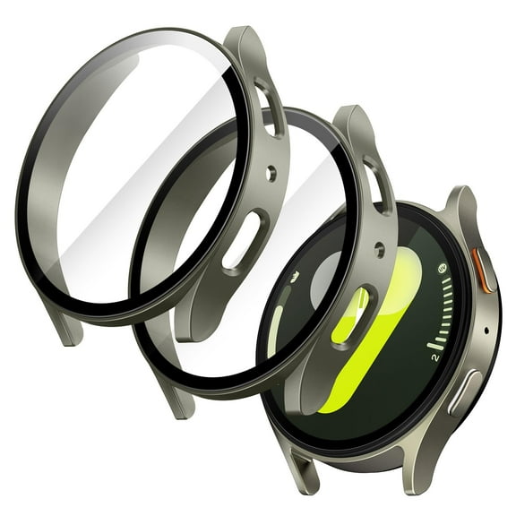 JETech Case with Screen Protector for Samsung Galaxy Watch 7 44mm, Overall Protective Cover, Built-in Tempered Glass Film High Sensitivity, 2 Pack (Green)