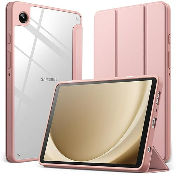 JETech Case for Samsung Galaxy Tab A9 8.7-Inch 2023, Clear Transparent Hard PC Back, Protective Tri-Fold Stand Slim Tablet Cover (Rose Gold)