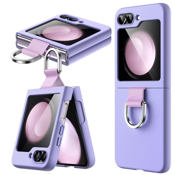 JETech Case for Samsung Galaxy Z Flip 5 2023 with Ring, Hard PC Slim Shockproof Anti-Scratch Protective Phone Cover (Purple)