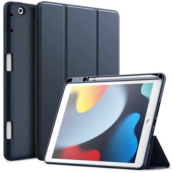 JETech Case for iPad 10.2 Inch 2021/2020/2019 (9th/8th/7th) Model with Pencil Holder, Slim Tablet Cover with Soft TPU Back, Auto Wake/Sleep (Navy)