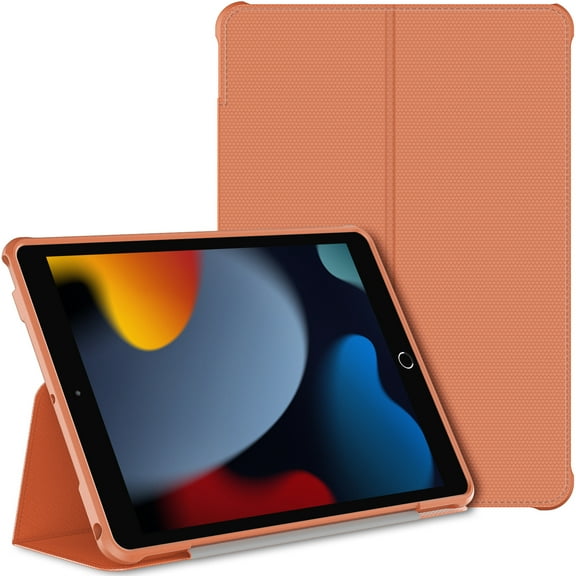 JETech Case for iPad 10.2-Inch (2021/2020/2019 Model, 9/8/7 Generation), Double-fold Stand with Shockproof TPU Back Cover, Auto Wake/Sleep (Papaya)