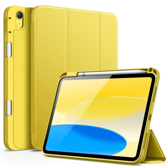 JETech Case for iPad (A16) 11th/10th Generation (2025/2022) with Pencil Holder, Slim Tablet Cover with Soft TPU Back, Auto Wake/Sleep (Yellow)