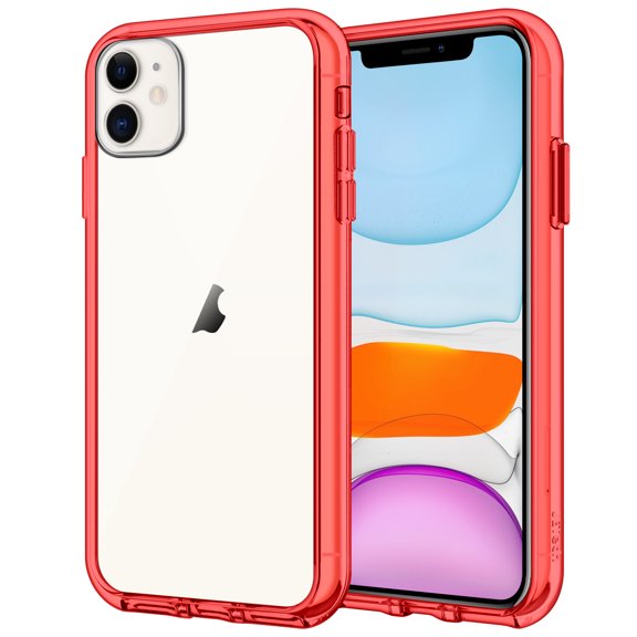 JETech Case for iPhone 11, 6.1-Inch, Shockproof Bumper Cover, Anti-Scratch Clear Back (Red)