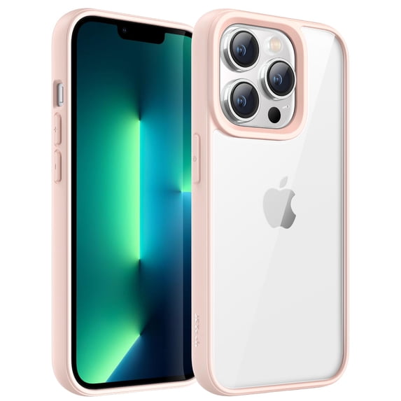 JETech Case for iPhone 13 Pro 6.1-Inch, Shockproof Phone Bumper Cover, Solid Color Matte TPU Frame, Anti-Scratch Clear Back (Pink)