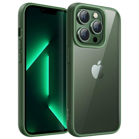 JETech Case for iPhone 13 Pro Max 6.7-Inch, Shockproof Phone Bumper Cover, Solid Color Matte TPU Frame, Anti-Scratch Clear Back (Alpine Green)