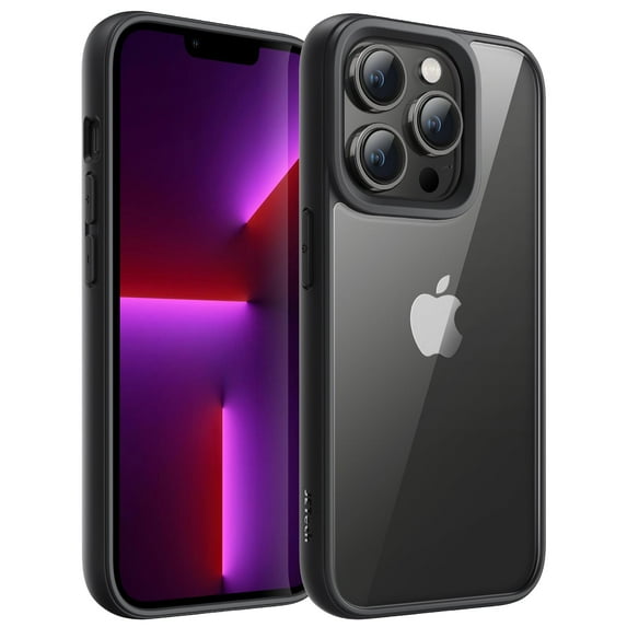 JETech Case for iPhone 13 Pro Max 6.7-Inch, Shockproof Phone Bumper Cover, Solid Color Matte TPU Frame, Anti-Scratch Clear Back (Black)