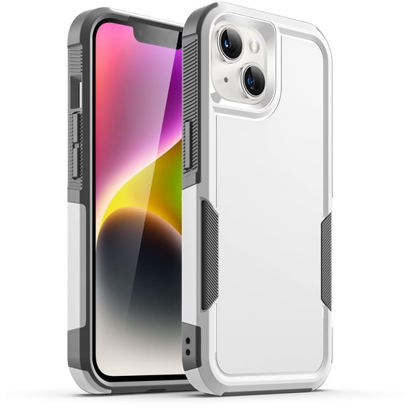 JETech Case for iPhone 14 6.1-Inch, Heavy Duty Dual-Layer Rugged Protection, Shockproof Protective Tough Phone Cover with Matte Back (White)