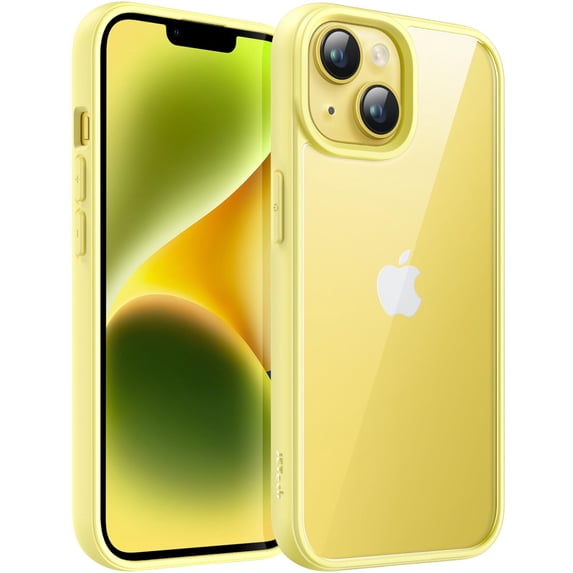 JETech Case for iPhone 14 Plus 6.7-Inch, Shockproof Phone Bumper Cover, Solid Color Matte TPU Frame, Anti-Scratch Clear Back (Yellow)