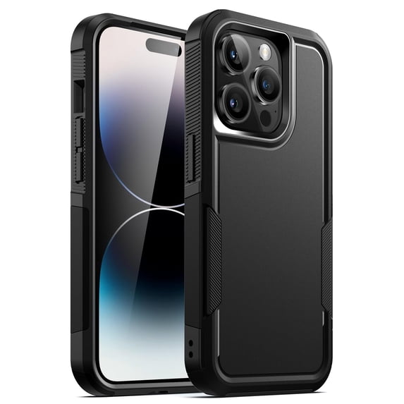 JETech Case for iPhone 14 Pro Max 6.7-Inch, Heavy Duty Dual-Layer Rugged Protection, Shockproof Protective Tough Phone Cover with Matte Back (Black)