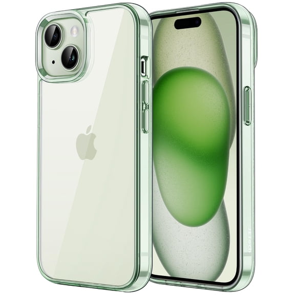 JETech Case for iPhone 15 6.1-Inch, Non-Yellowing Shockproof Phone Bumper Cover, Anti-Scratch Clear Back (Green)