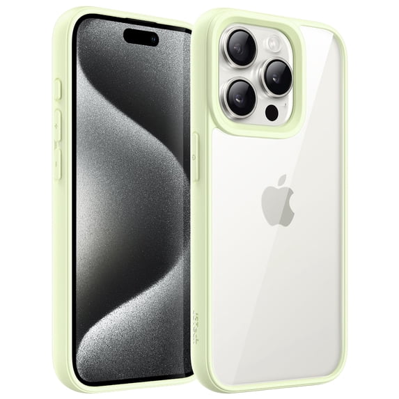 JETech Case for iPhone 15 Pro 6.1-Inch, Shockproof Phone Bumper Cover, Solid Color Matte TPU Frame, Anti-Scratch Clear Back (Green)