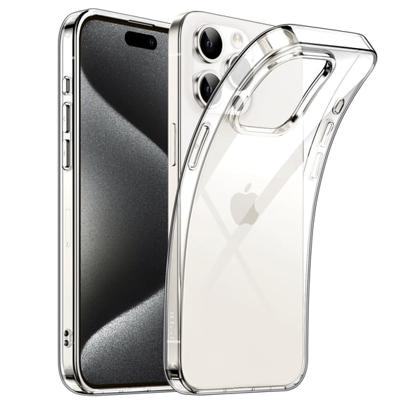 JETech Case for iPhone 15 Pro 6.1-Inch, Soft TPU Transparent Slim Protective Phone Cover with Shock-Absorption, Support Wireless Charging (Clear)