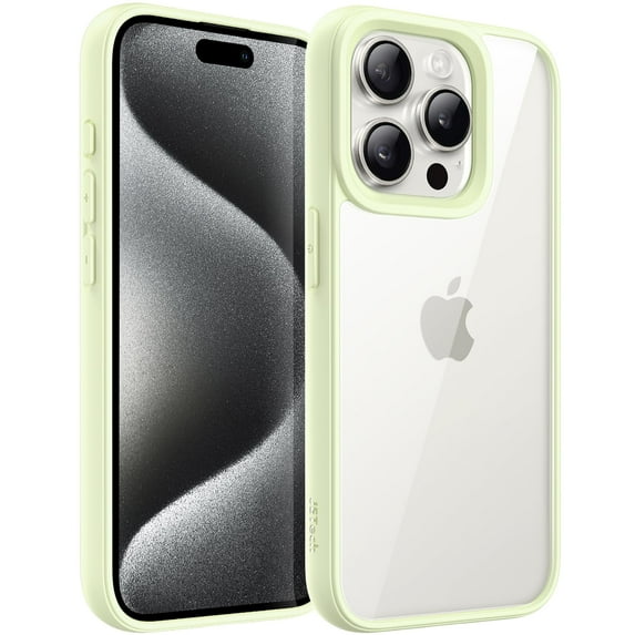 JETech Case for iPhone 15 Pro Max 6.7-Inch, Shockproof Phone Bumper Cover, Solid Color Matte TPU Frame, Anti-Scratch Clear Back (Green)