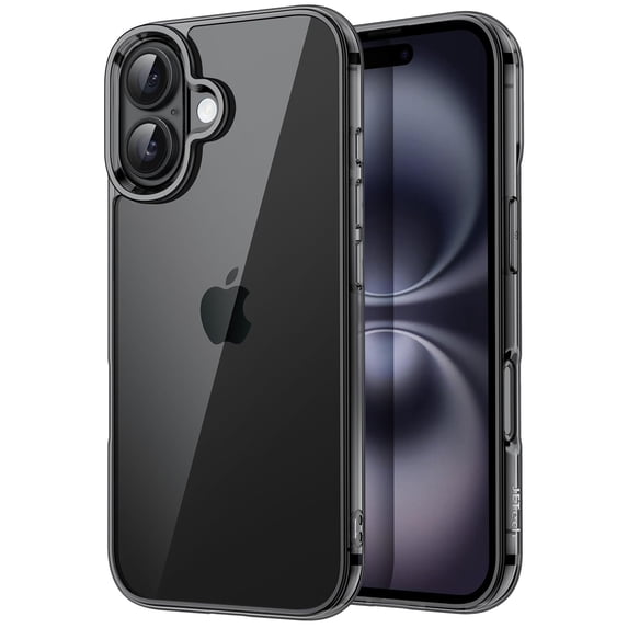 JETech Case for iPhone 16 Plus 6.7-Inch, Non-Yellowing Shockproof Phone Bumper Cover, Anti-Scratch Clear Back (Black)