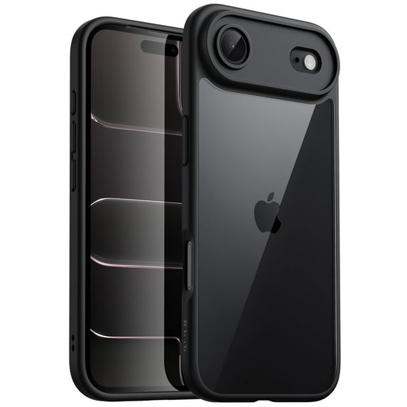 JETech Case for iPhone 17 Air, Shockproof Phone Bumper Cover, Solid Color Matte TPU Frame, Anti-Scratch Clear Back, 6.5-Inch Display (Black)