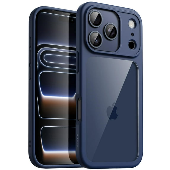 JETech Case for iPhone 17 Pro Max 6.9-Inch, Shockproof Phone Bumper Cover, Solid Color Matte TPU Frame, Anti-Scratch Clear Back (Dark Blue)