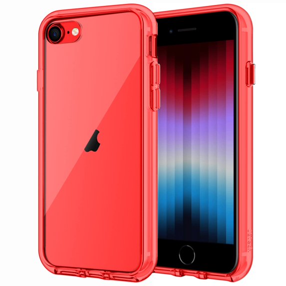 JETech Case for iPhone SE 3/2 (2022/2020 Edition), 4.7-Inch, Shockproof Phone Bumper Cover, Anti-Scratch Clear Back (Red)