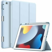 JETech Case for iPad 10.2 Inch 2021/2020/2019 (9th/8th/7th) Model with Pencil Holder, Slim Tablet Cover with Soft TPU Back, Auto Wake/Sleep (Light Blue)