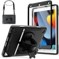 thumbnail image 1 of JETech Case for iPad 10.2-Inch (9th/8th/7th Generation, 2021/2020/2019) with Built-in Screen Protector, Protective Shockproof Rugged Tablet Cover, 360° Rotating Hand Strap Stand (Black), 1 of 7