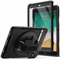 thumbnail image 1 of JETech Case for iPad 9.7-Inch (6th/5th Generation, 2018/2017 Model) with Built-in Screen Protector, Protective Shockproof Rugged Tablet Cover, 360° Rotating Hand Strap Stand (Black), 1 of 8