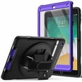 thumbnail image 1 of JETech Case for iPad 9.7-Inch (6th/5th Generation, 2018/2017 Model) with Built-in Screen Protector, Protective Shockproof Rugged Tablet Cover, 360° Rotating Hand Strap Stand (Purple), 1 of 8