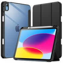 JETech Case for iPad (A16) 11th/10th Generation (2025/2022) with Pencil Holder, Clear Transparent Back Shell Slim Stand Shockproof Tablet Cover, Auto Wake/Sleep (Black)