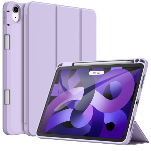 JETech Case for iPad Air 11-Inch M3/M2 (2025/2024), iPad Air 5/4 (2022/2020 5th/4th Generation 10.9-Inch) with Pencil Holder, Slim Tablet Cover with Soft TPU Back, Auto Wake/Sleep (Purple)