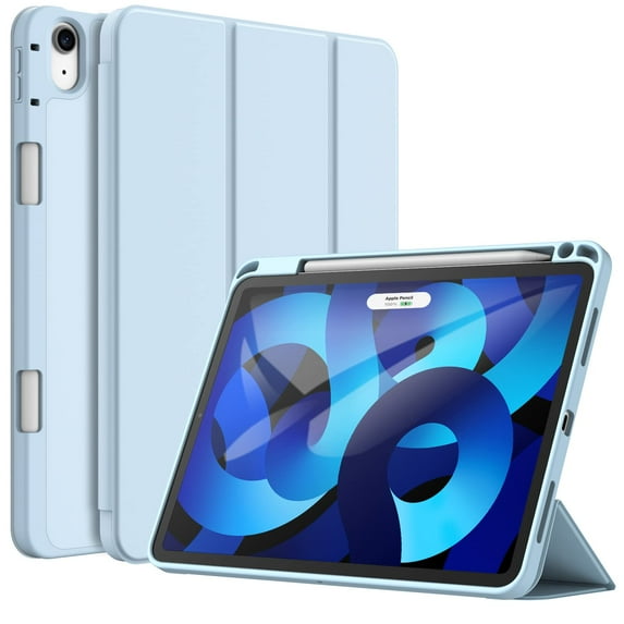 JETech Case for iPad Air 11-Inch M3/M2 (2025/2024), iPad Air 5/4 (2022/2020 5th/4th Generation 10.9-Inch) with Pencil Holder, Slim Tablet Cover with Soft TPU Back, Auto Wake/Sleep (Sky Blue)